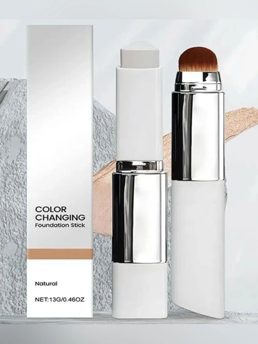 Color Changing Foundation Stick 2-in-1 Moisturizing Brightening Makeup - Natural
